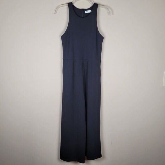 Aritzia Babaton Size 4 Mikey Jumpsuit Wide Leg Crop Sleeveless Stretch Black - Picture 2 of 12